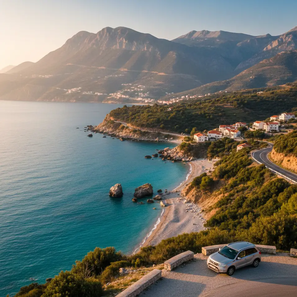 Albanian Riviera coastal road view